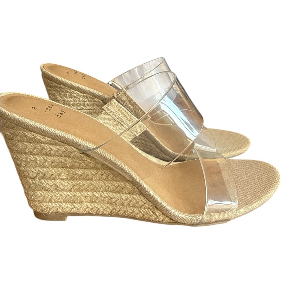 A New Day Transparent Wedge Sandals 6.5